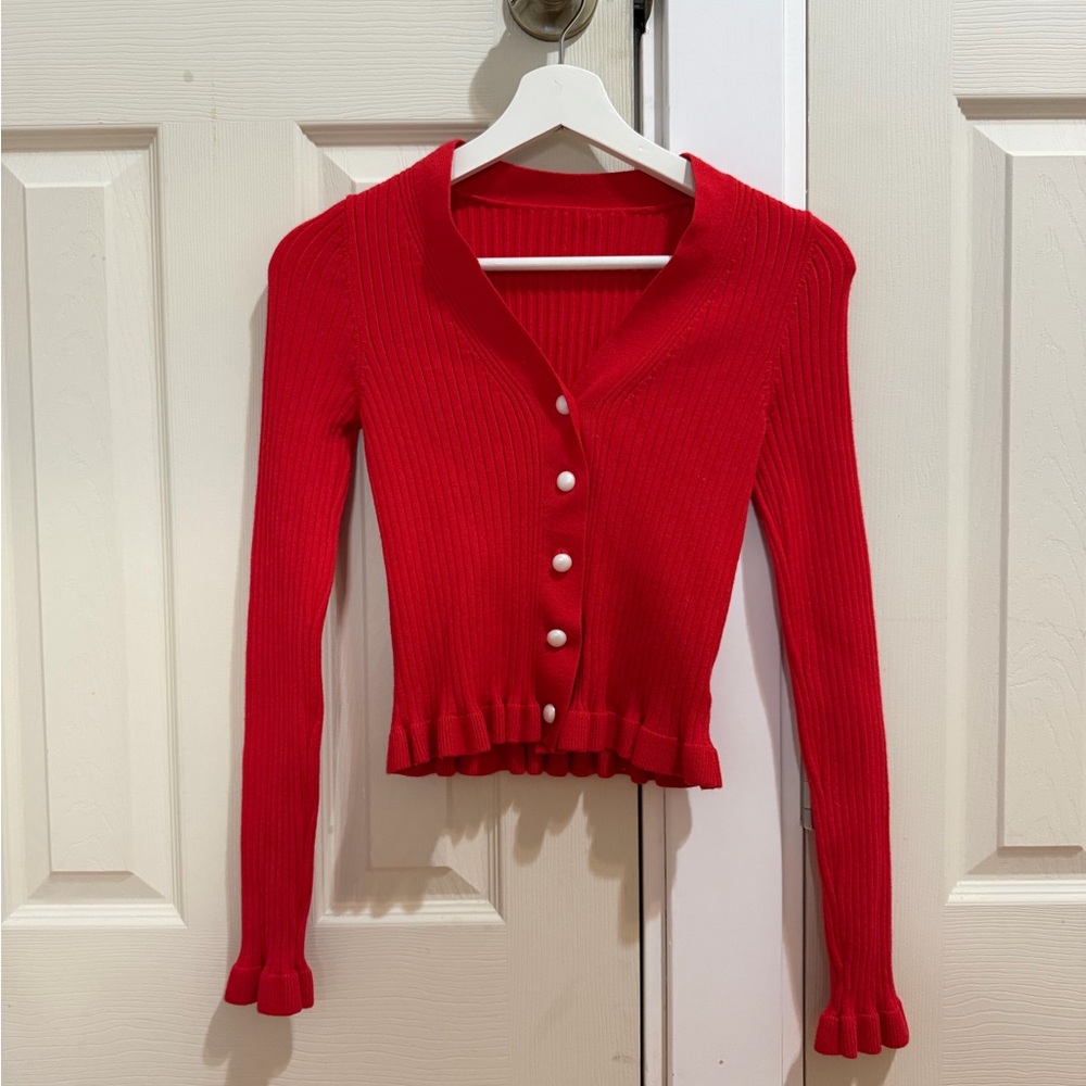 Commense Scarlet Ribbed Cardigan - Picture 3 of 7